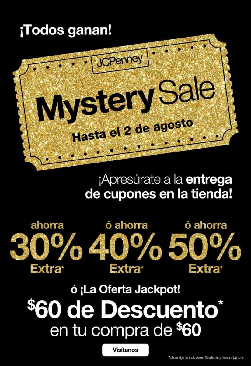 Mystery Sale - Descuentos de 30%, 40% y 50%. Válido del 29 de julio al 2 de agosto.